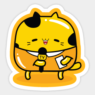 yellow cat reporter profession Sticker